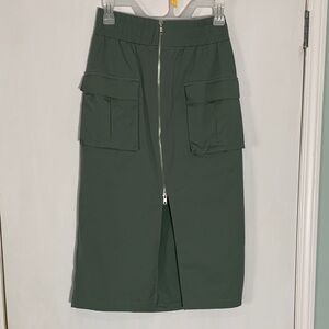 Abercrombie & Fitch Olive Cargo Edgy Preppy Midi Skirt with Pockets XS